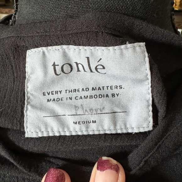 Tonlé Black Long Sleeve Crepe Boxy Shirt size Medium - Picture 5 of 6